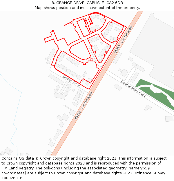 8, GRANGE DRIVE, CARLISLE, CA2 6DB: Location map and indicative extent of plot