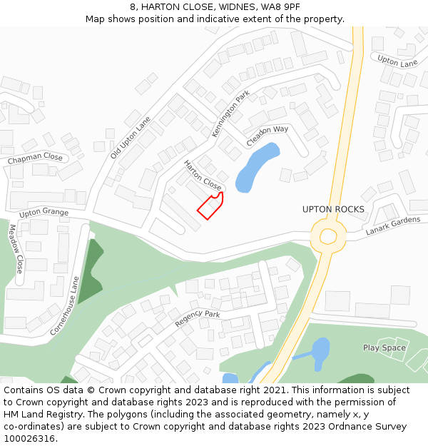 8, HARTON CLOSE, WIDNES, WA8 9PF: Location map and indicative extent of plot