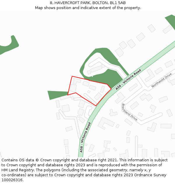 8, HAVERCROFT PARK, BOLTON, BL1 5AB: Location map and indicative extent of plot