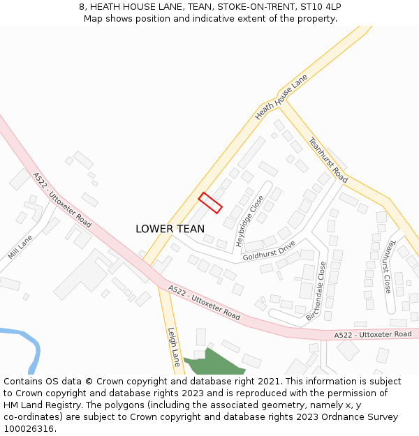 8, HEATH HOUSE LANE, TEAN, STOKE-ON-TRENT, ST10 4LP: Location map and indicative extent of plot