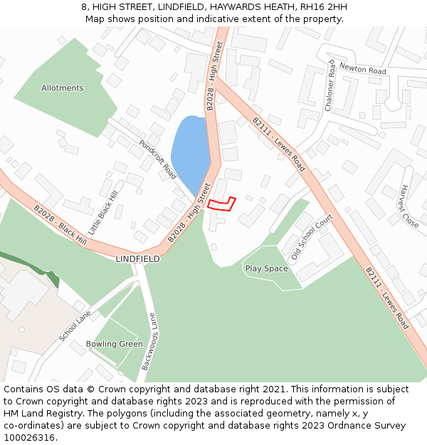 8, HIGH STREET, LINDFIELD, HAYWARDS HEATH, RH16 2HH: Location map and indicative extent of plot