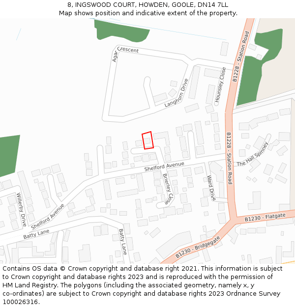 8, INGSWOOD COURT, HOWDEN, GOOLE, DN14 7LL: Location map and indicative extent of plot