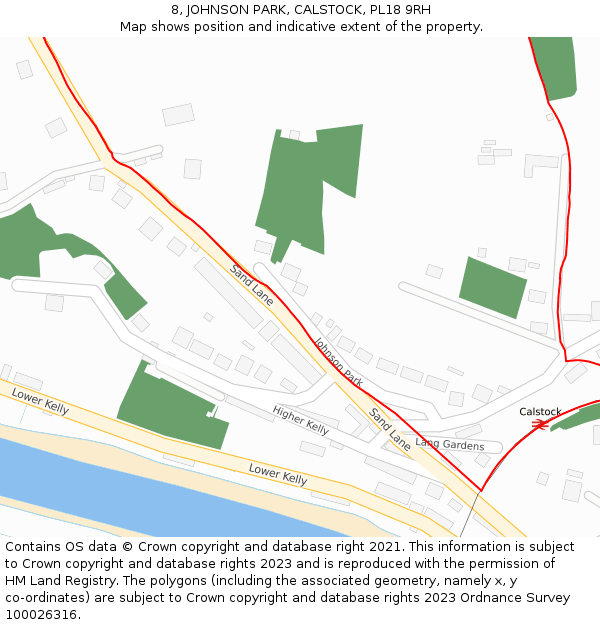 8, JOHNSON PARK, CALSTOCK, PL18 9RH: Location map and indicative extent of plot