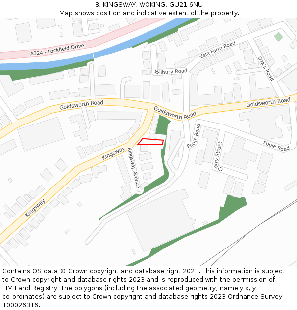 8, KINGSWAY, WOKING, GU21 6NU: Location map and indicative extent of plot