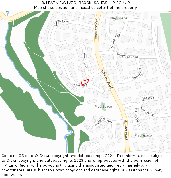 8, LEAT VIEW, LATCHBROOK, SALTASH, PL12 4UP: Location map and indicative extent of plot
