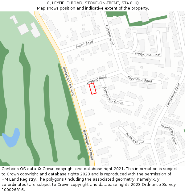 8, LEYFIELD ROAD, STOKE-ON-TRENT, ST4 8HQ: Location map and indicative extent of plot