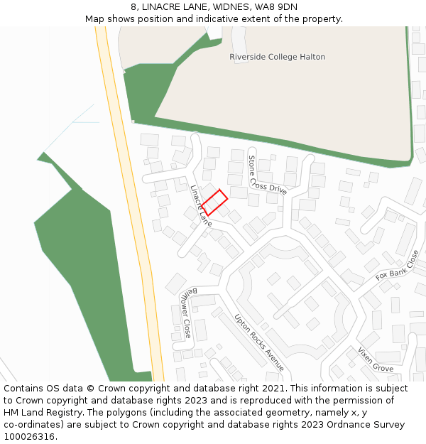 8, LINACRE LANE, WIDNES, WA8 9DN: Location map and indicative extent of plot