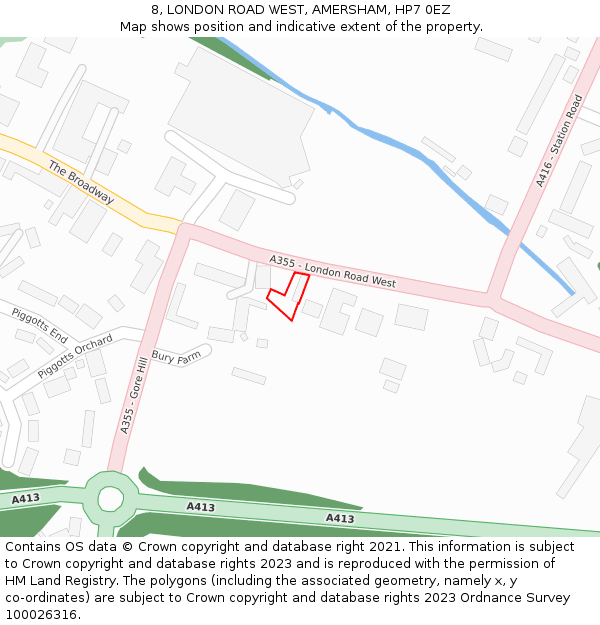 8, LONDON ROAD WEST, AMERSHAM, HP7 0EZ: Location map and indicative extent of plot