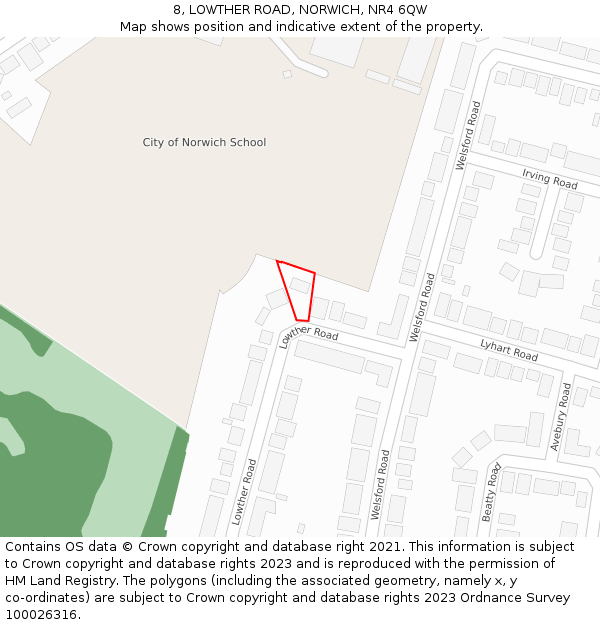 8, LOWTHER ROAD, NORWICH, NR4 6QW: Location map and indicative extent of plot