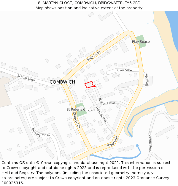 8, MARTYN CLOSE, COMBWICH, BRIDGWATER, TA5 2RD: Location map and indicative extent of plot