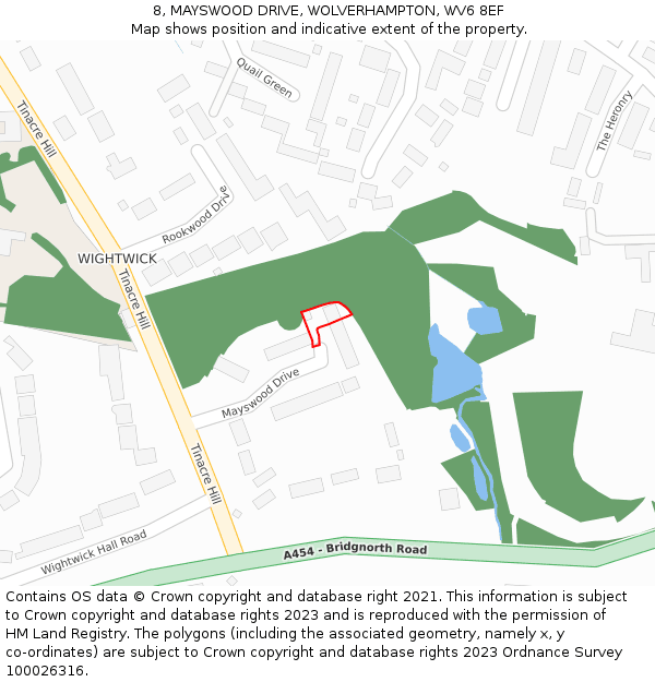 8, MAYSWOOD DRIVE, WOLVERHAMPTON, WV6 8EF: Location map and indicative extent of plot