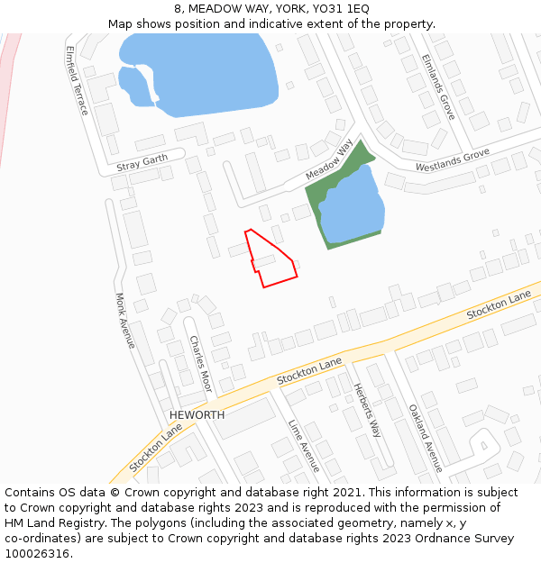 8, MEADOW WAY, YORK, YO31 1EQ: Location map and indicative extent of plot