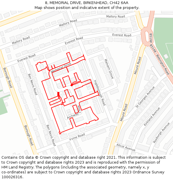 8, MEMORIAL DRIVE, BIRKENHEAD, CH42 6AA: Location map and indicative extent of plot