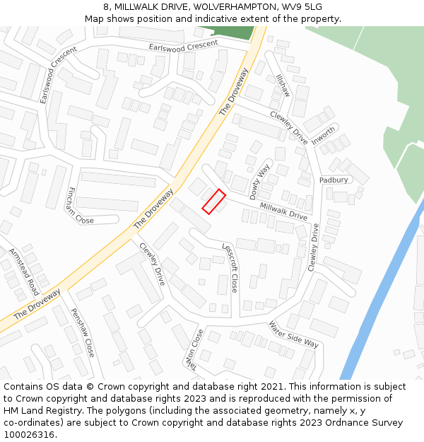 8, MILLWALK DRIVE, WOLVERHAMPTON, WV9 5LG: Location map and indicative extent of plot