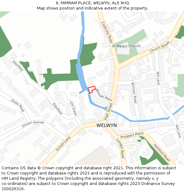 8, MIMRAM PLACE, WELWYN, AL6 9HQ: Location map and indicative extent of plot