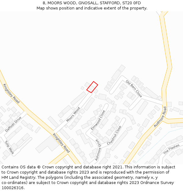 8, MOORS WOOD, GNOSALL, STAFFORD, ST20 0FD: Location map and indicative extent of plot