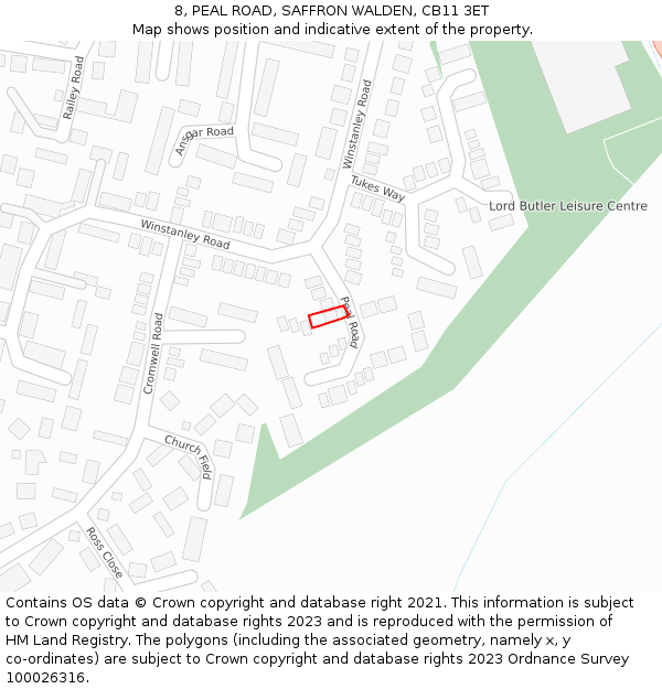 8, PEAL ROAD, SAFFRON WALDEN, CB11 3ET: Location map and indicative extent of plot