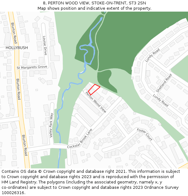 8, PERTON WOOD VIEW, STOKE-ON-TRENT, ST3 2SN: Location map and indicative extent of plot