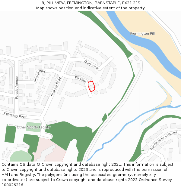 8, PILL VIEW, FREMINGTON, BARNSTAPLE, EX31 3FS: Location map and indicative extent of plot