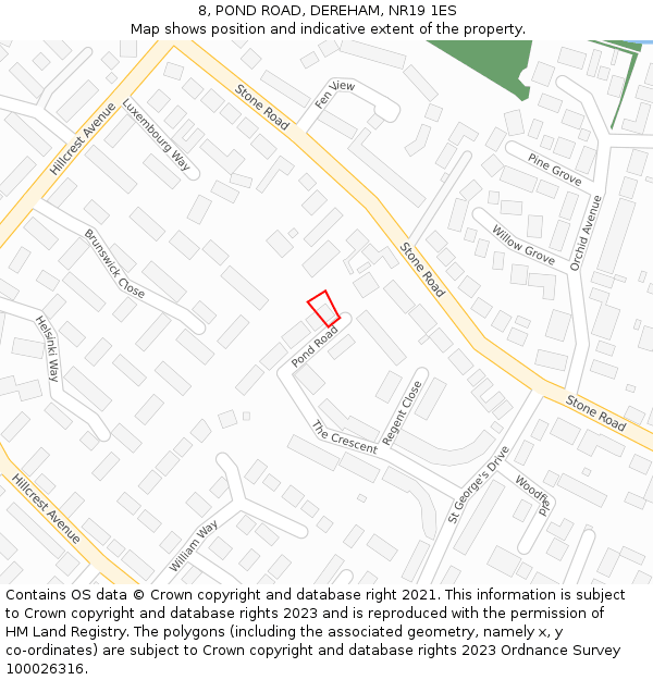 8, POND ROAD, DEREHAM, NR19 1ES: Location map and indicative extent of plot