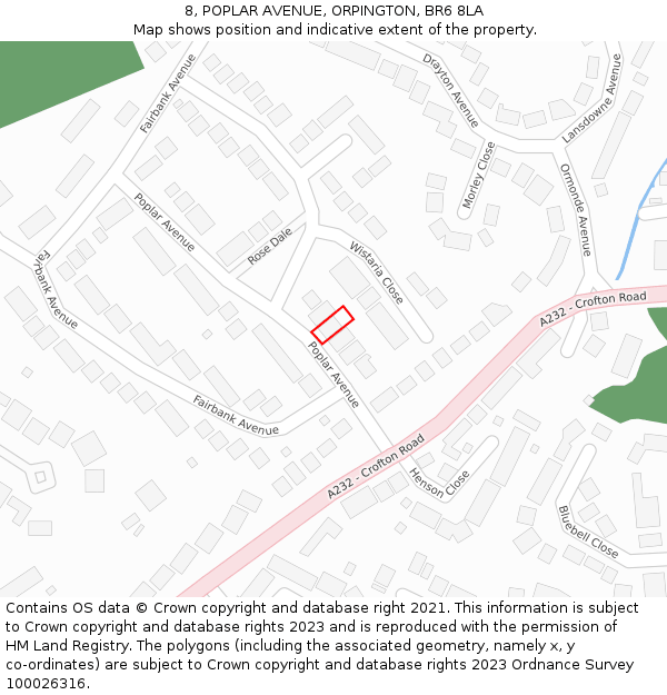8, POPLAR AVENUE, ORPINGTON, BR6 8LA: Location map and indicative extent of plot