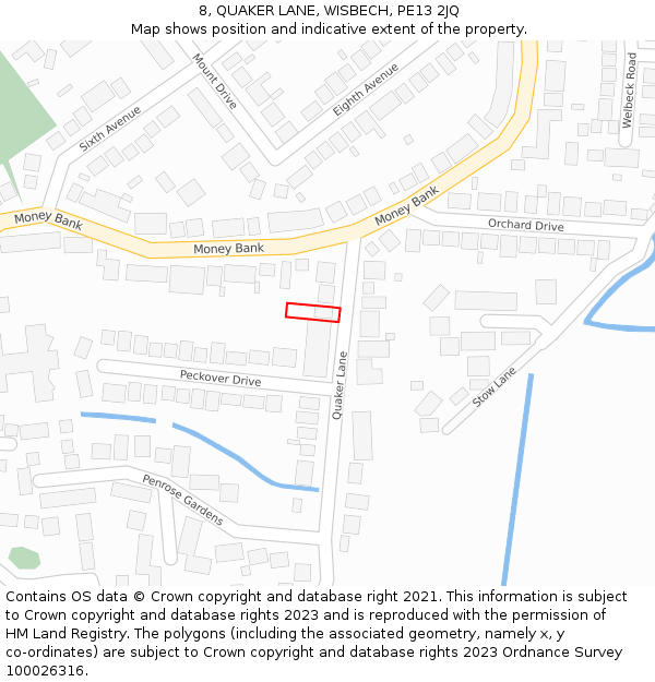 8, QUAKER LANE, WISBECH, PE13 2JQ: Location map and indicative extent of plot