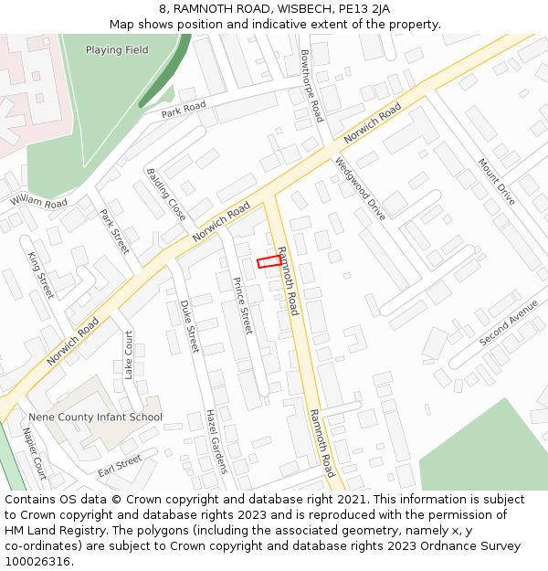 8, RAMNOTH ROAD, WISBECH, PE13 2JA: Location map and indicative extent of plot