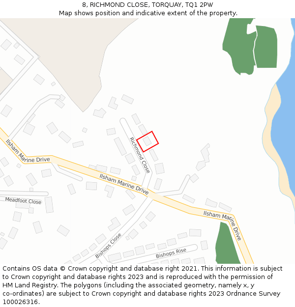 8, RICHMOND CLOSE, TORQUAY, TQ1 2PW: Location map and indicative extent of plot