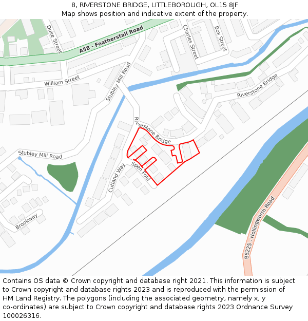 8, RIVERSTONE BRIDGE, LITTLEBOROUGH, OL15 8JF: Location map and indicative extent of plot