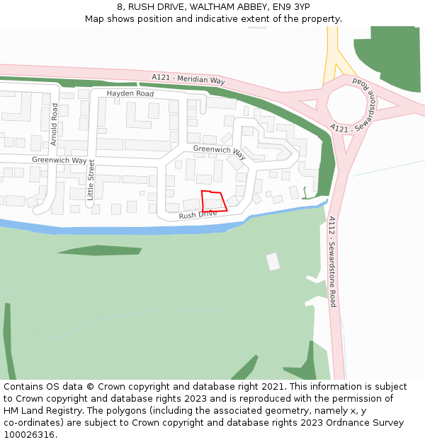 8, RUSH DRIVE, WALTHAM ABBEY, EN9 3YP: Location map and indicative extent of plot