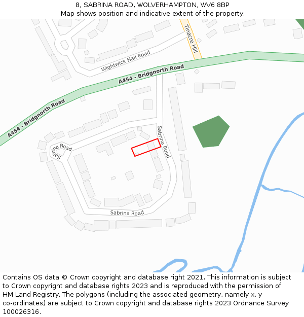 8, SABRINA ROAD, WOLVERHAMPTON, WV6 8BP: Location map and indicative extent of plot