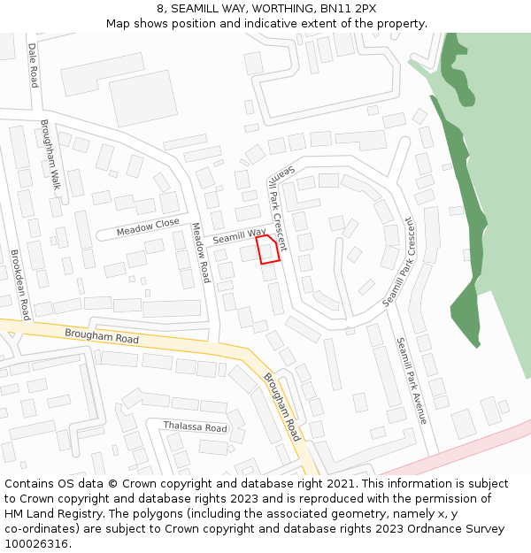 8, SEAMILL WAY, WORTHING, BN11 2PX: Location map and indicative extent of plot