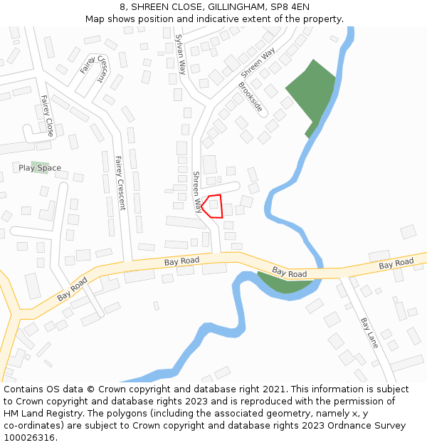 8, SHREEN CLOSE, GILLINGHAM, SP8 4EN: Location map and indicative extent of plot