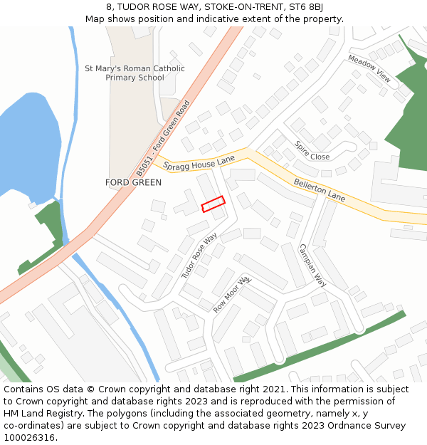 8, TUDOR ROSE WAY, STOKE-ON-TRENT, ST6 8BJ: Location map and indicative extent of plot