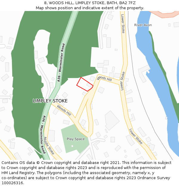 8, WOODS HILL, LIMPLEY STOKE, BATH, BA2 7FZ: Location map and indicative extent of plot