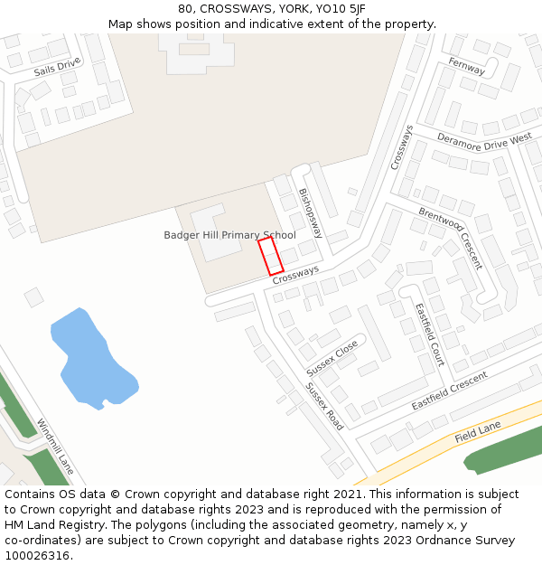 80, CROSSWAYS, YORK, YO10 5JF: Location map and indicative extent of plot