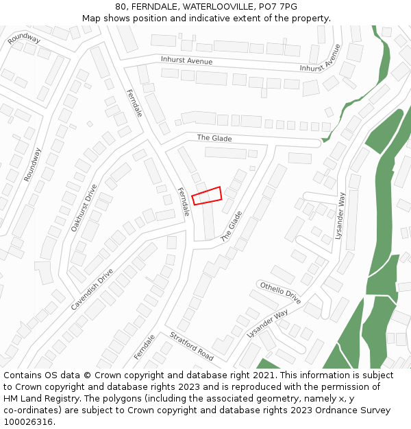 80, FERNDALE, WATERLOOVILLE, PO7 7PG: Location map and indicative extent of plot