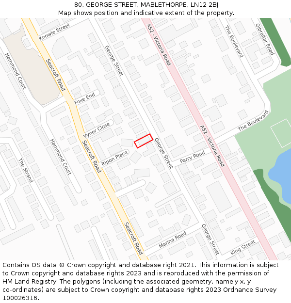 80, GEORGE STREET, MABLETHORPE, LN12 2BJ: Location map and indicative extent of plot