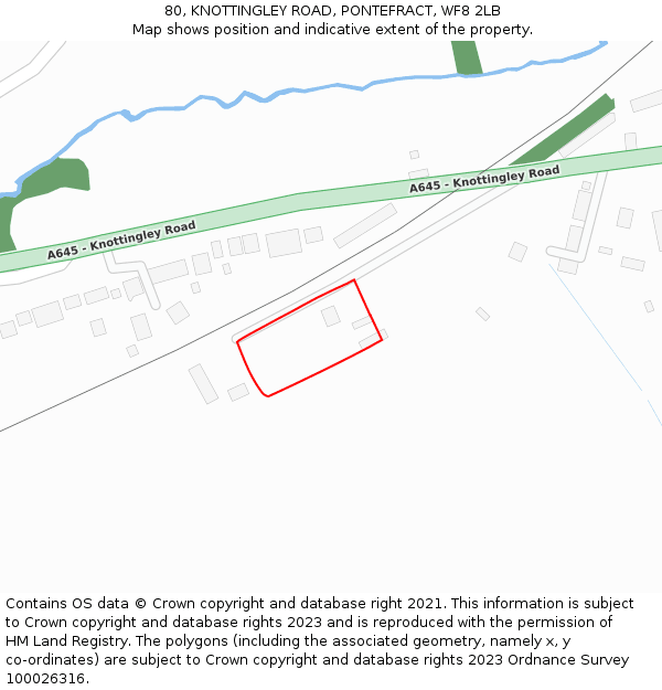 80, KNOTTINGLEY ROAD, PONTEFRACT, WF8 2LB: Location map and indicative extent of plot