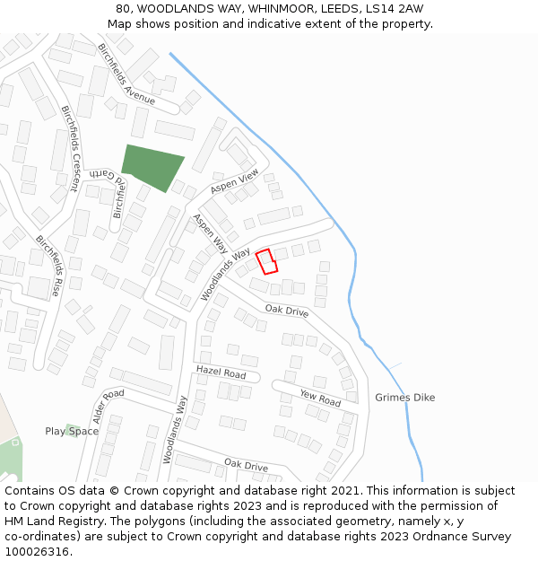 80, WOODLANDS WAY, WHINMOOR, LEEDS, LS14 2AW: Location map and indicative extent of plot