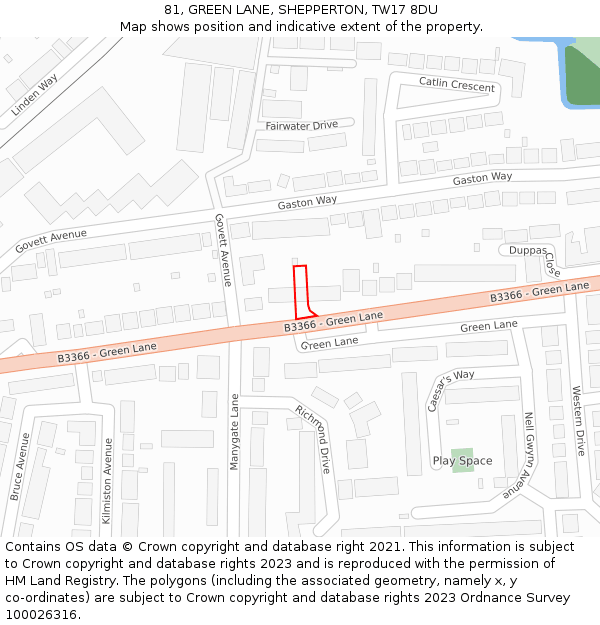 81, GREEN LANE, SHEPPERTON, TW17 8DU: Location map and indicative extent of plot