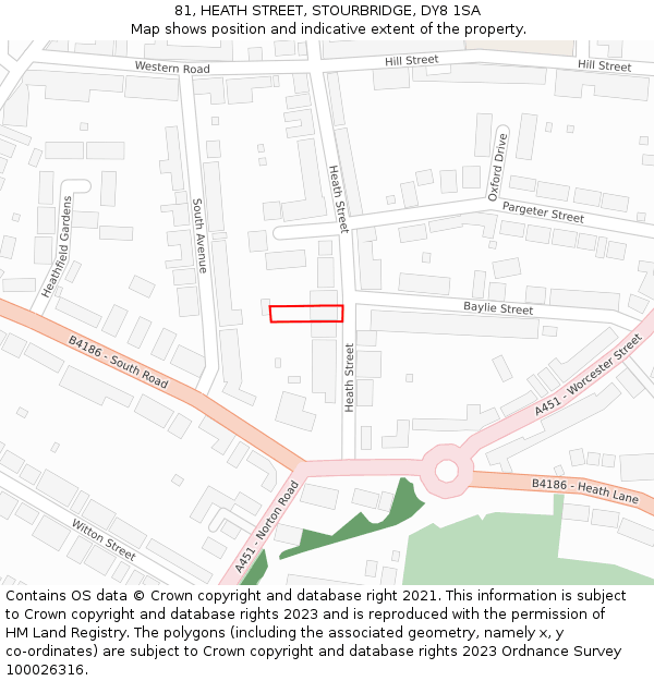 81, HEATH STREET, STOURBRIDGE, DY8 1SA: Location map and indicative extent of plot