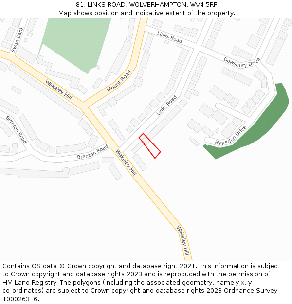 81, LINKS ROAD, WOLVERHAMPTON, WV4 5RF: Location map and indicative extent of plot