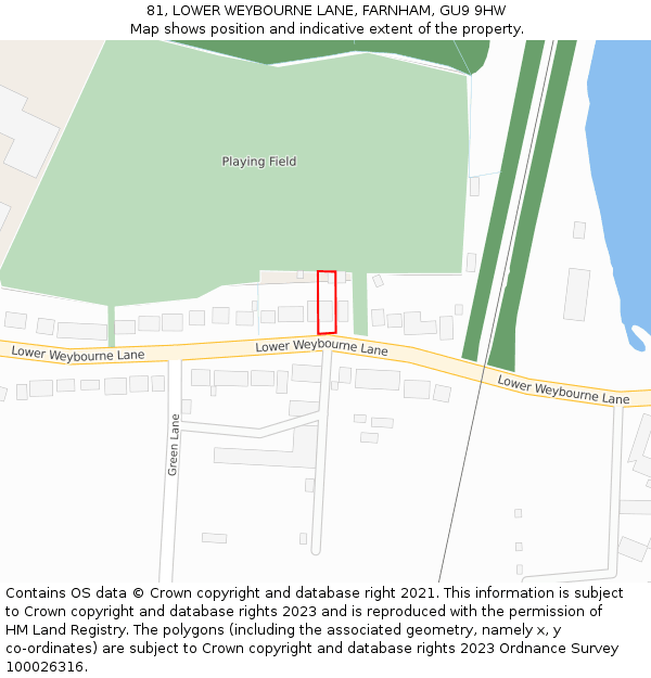 81, LOWER WEYBOURNE LANE, FARNHAM, GU9 9HW: Location map and indicative extent of plot