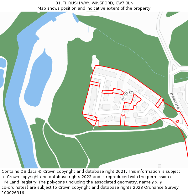 81, THRUSH WAY, WINSFORD, CW7 3LN: Location map and indicative extent of plot