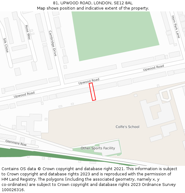 81, UPWOOD ROAD, LONDON, SE12 8AL: Location map and indicative extent of plot