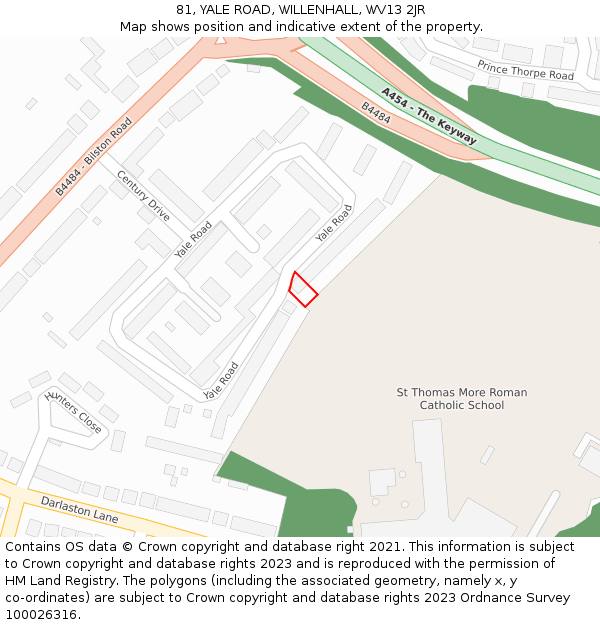 81, YALE ROAD, WILLENHALL, WV13 2JR: Location map and indicative extent of plot