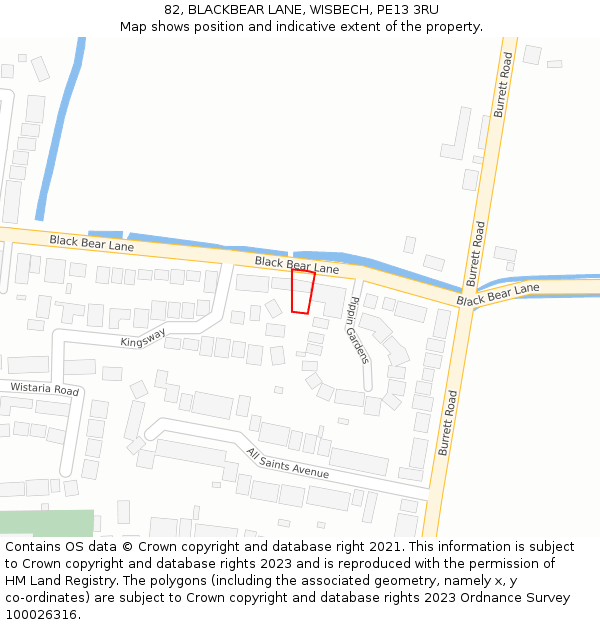 82, BLACKBEAR LANE, WISBECH, PE13 3RU: Location map and indicative extent of plot