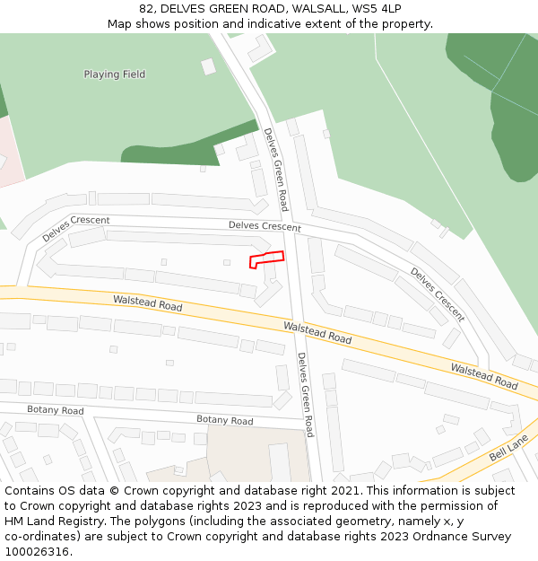 82, DELVES GREEN ROAD, WALSALL, WS5 4LP: Location map and indicative extent of plot