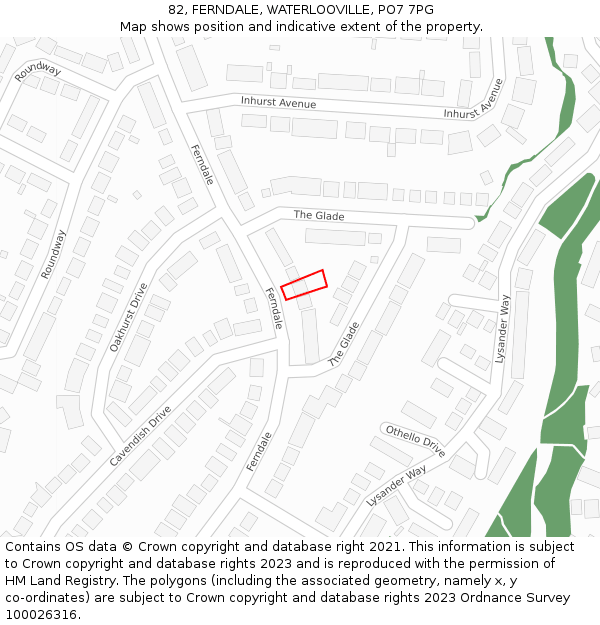 82, FERNDALE, WATERLOOVILLE, PO7 7PG: Location map and indicative extent of plot